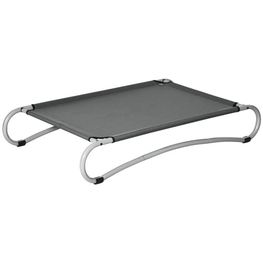 Cama elevada para perros pequeños , SATURNO , con tela de malla transpirable marco curvo de acero para interior y exterior Gris, 110x65x20 cm - Camadog
