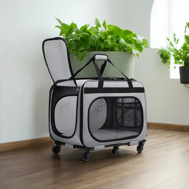 Transportín para perros, de gran capacidad, RONAL, con seis ruedas y mango retractil