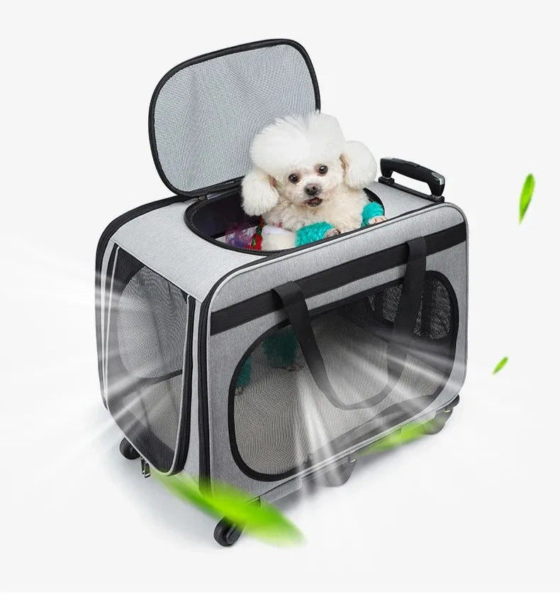 Transportín para perros, de gran capacidad, RONAL, con seis ruedas y mango retractil