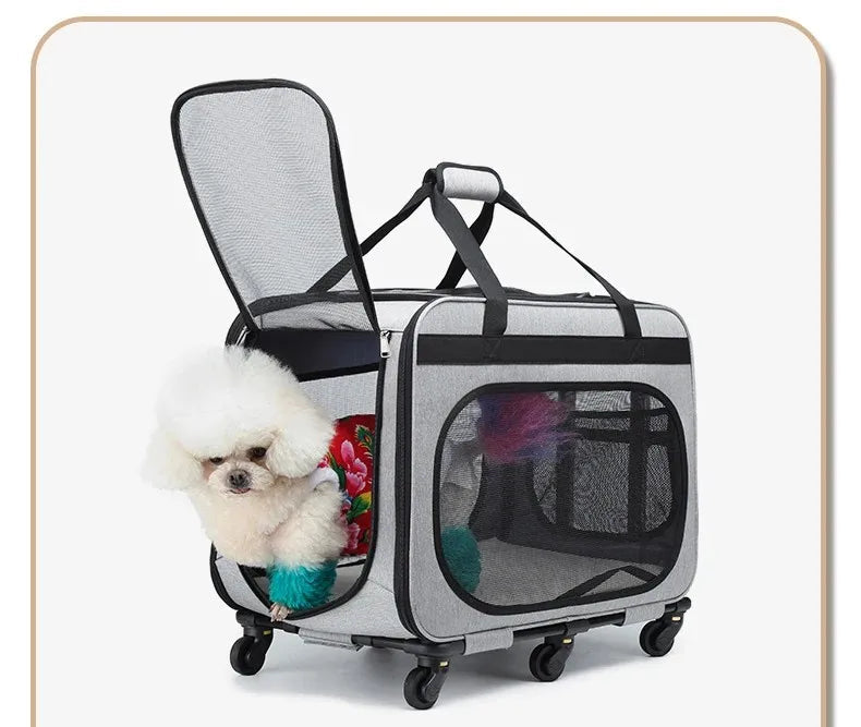 Transportín para perros, de gran capacidad, RONAL, con seis ruedas y mango retractil
