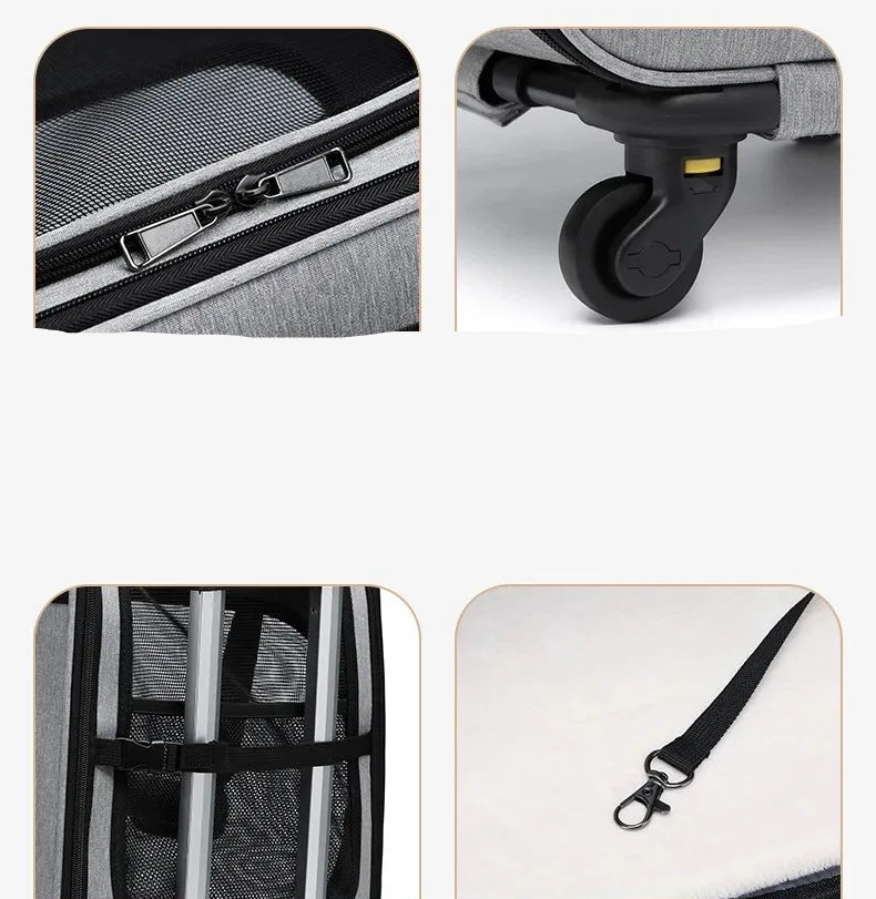 Transportín para perros, de gran capacidad, RONAL, con seis ruedas y mango retractil