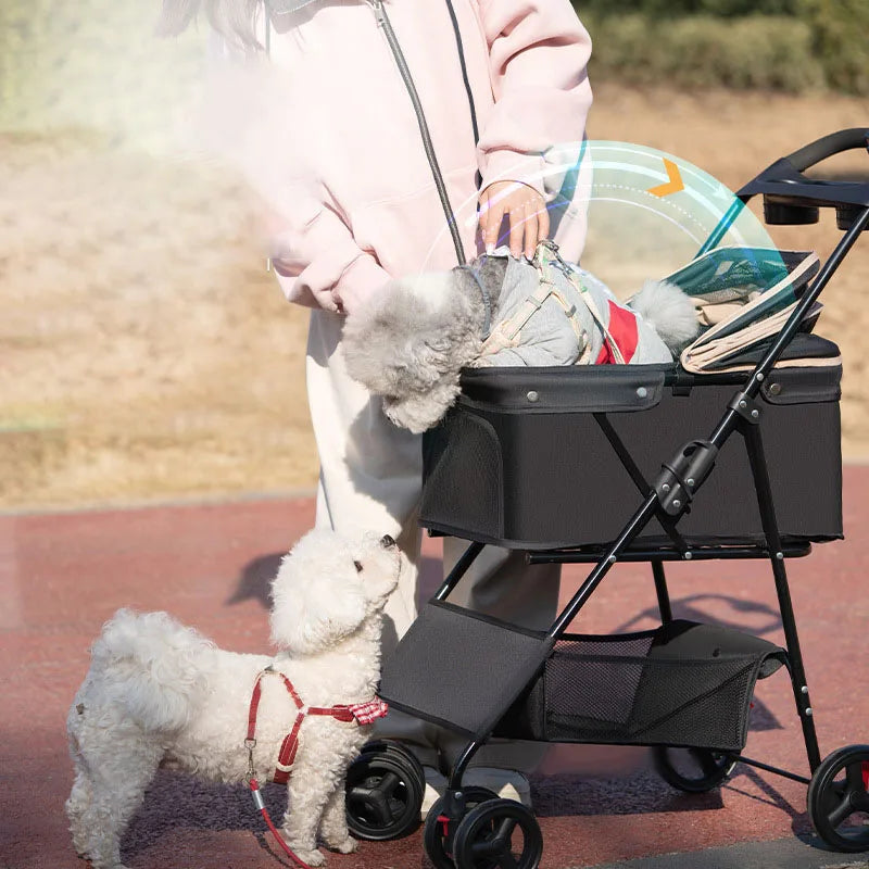 Carrito para perros plegable, NAXOS,  material de alta calidad, malla transpirable y tela OXfORD
