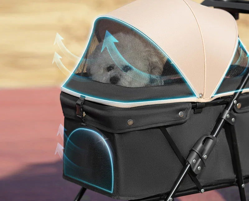 Carrito para perros plegable, NAXOS,  material de alta calidad, malla transpirable y tela OXfORD