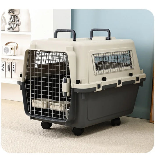 Transportín rígido para perros, VEGA, con doble asa, ruedas desmontables, medidas aptas para volar