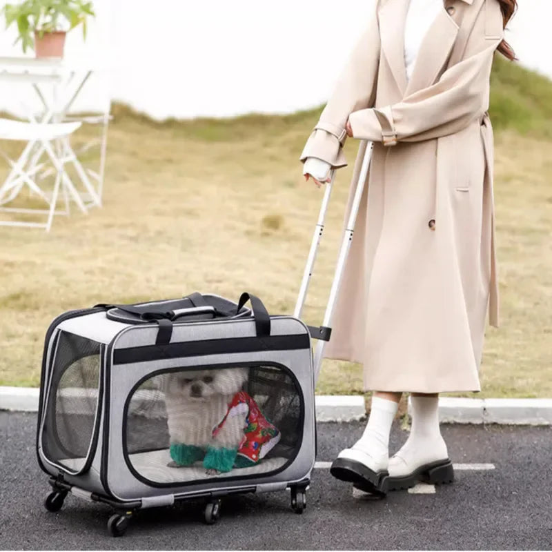 Transportín para perros, de gran capacidad, RONAL, con seis ruedas y mango retractil
