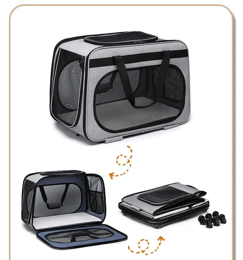 Transportín para perros, de gran capacidad, RONAL, con seis ruedas y mango retractil