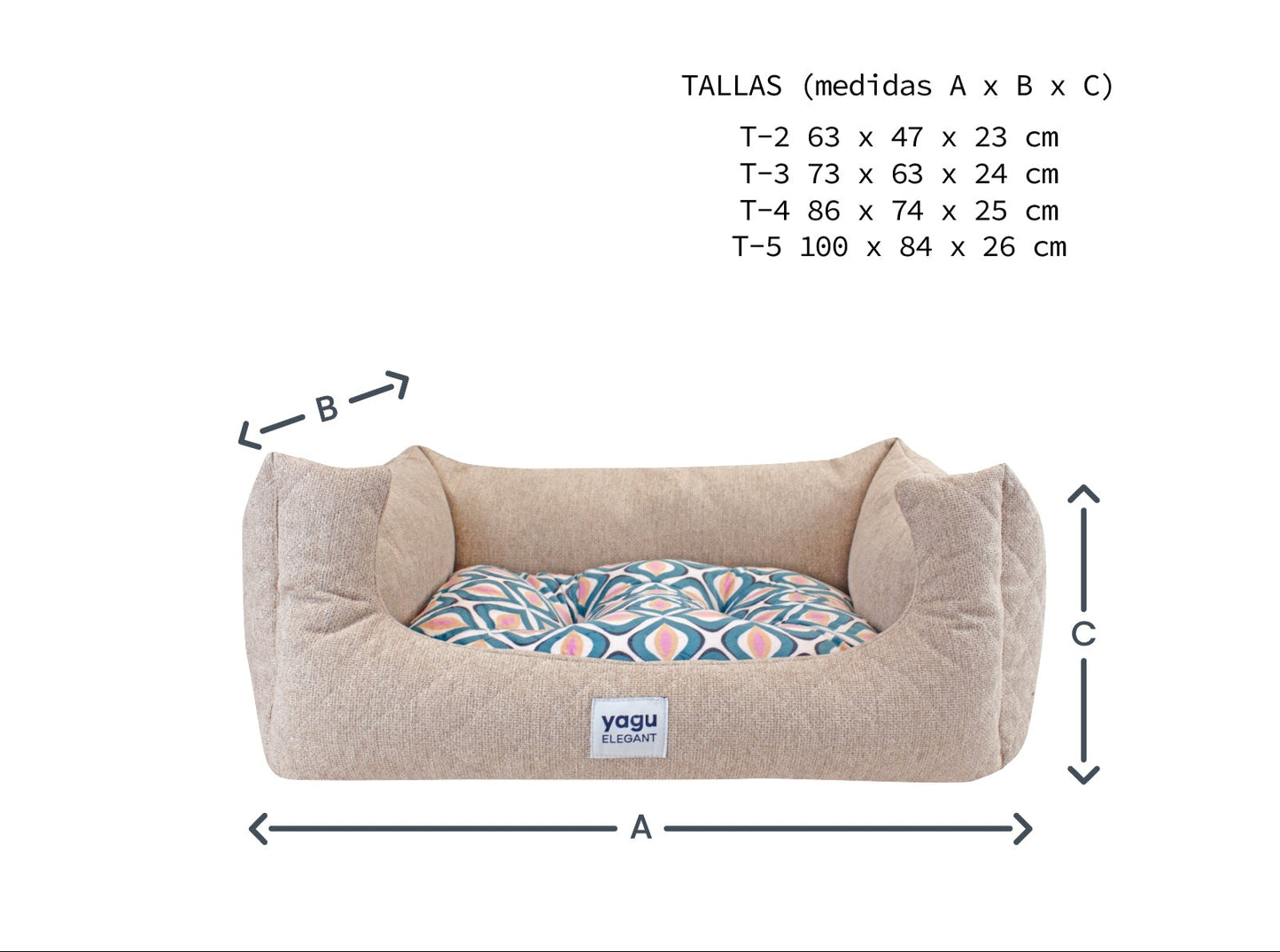 Cama para perros, PANDORI, con cojín reversible y extraíble