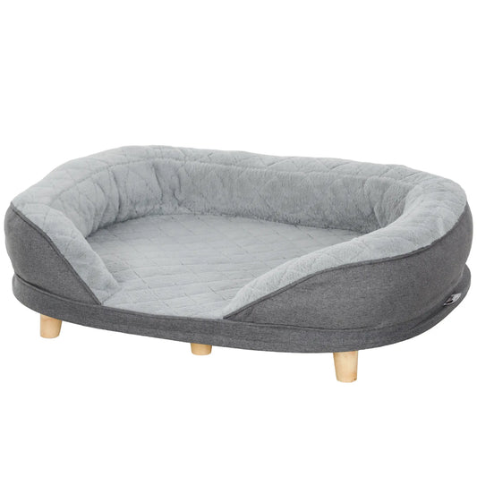 Sofá para perros TEO, con parte superior desenfundable y patas de madera carga 25kg 90x78x25 cm Gris - Camadog