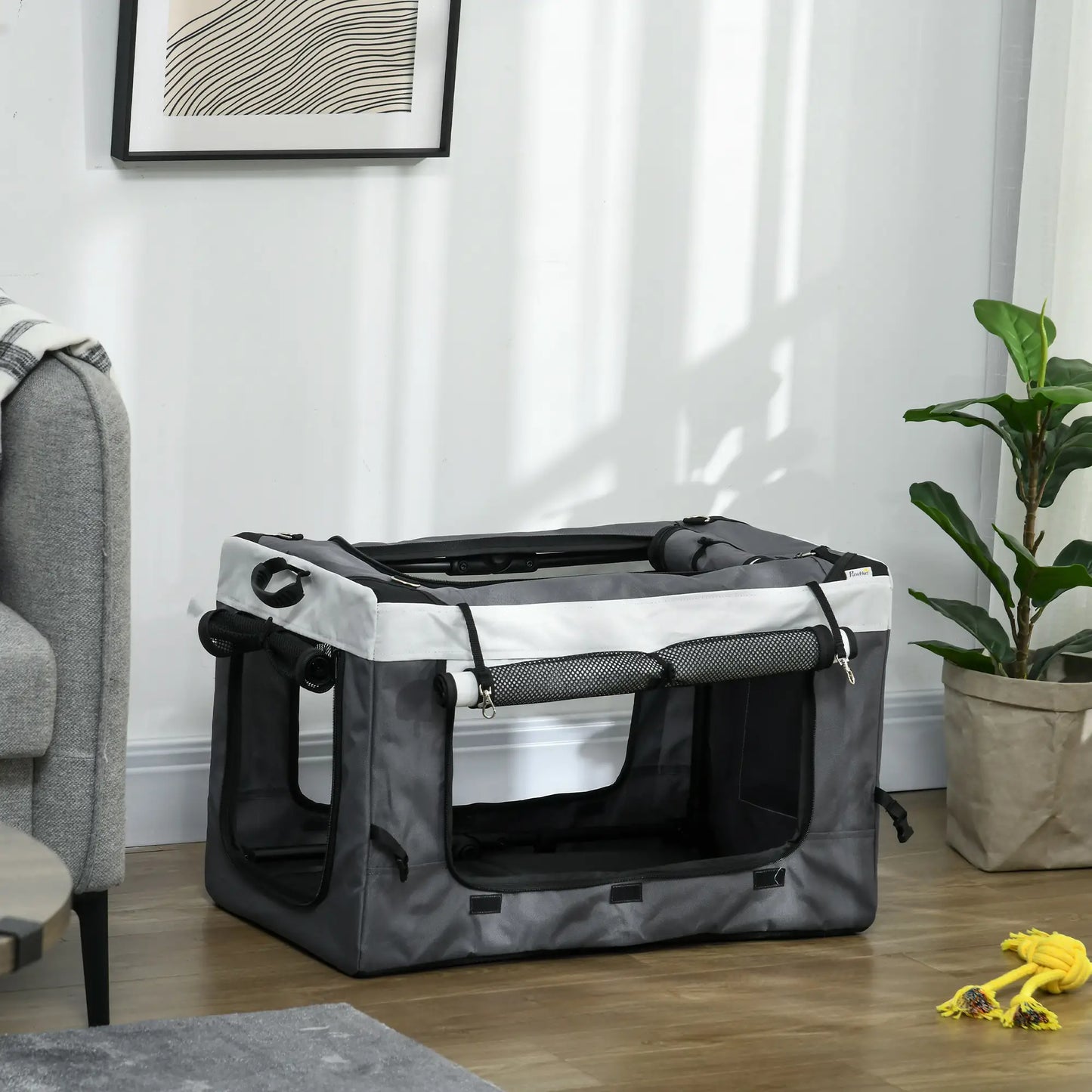 Carrito para perros plegable con vagón desmontable ,JUMBO, 4 puertas con cremallera, 2 correas de seguridad y cojín - Camadog